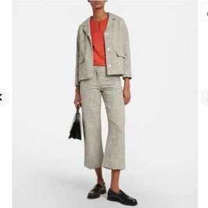 Max Mara Lira Crop Trouser Pant Cotton Blend Women’s in Bianco Nero